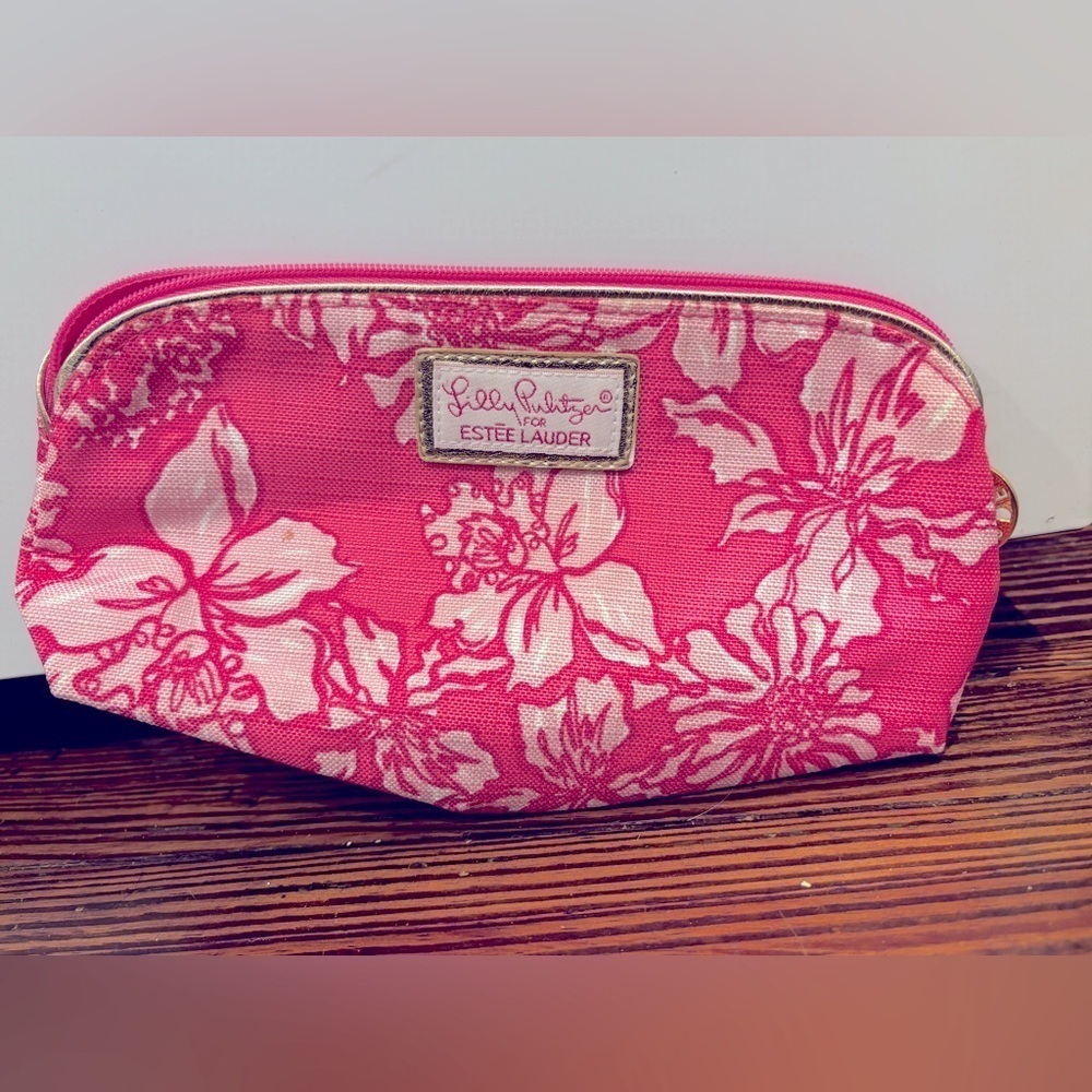 Lilly Pulitzer Estee Lauder Pink Hibiscus Make Up Cosmetic Bag